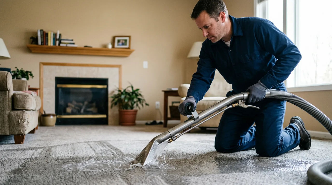Water damage restoration technician working near Clayton, DE